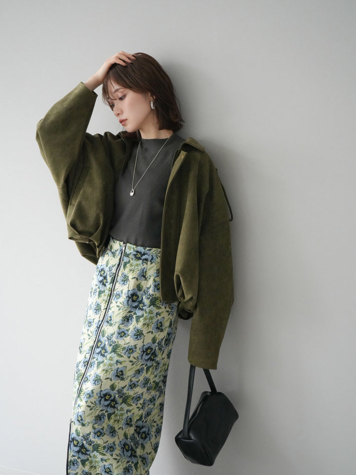 [予約]スウェードオーバーブルゾン/カーキ