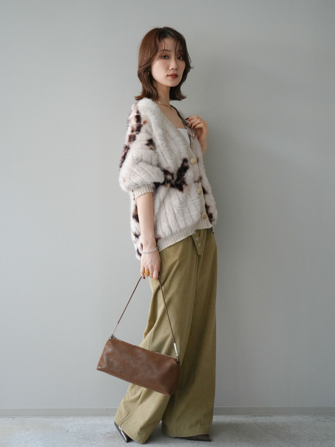 [予約]コーデュロイ巻きベルト付きパンツ/beige