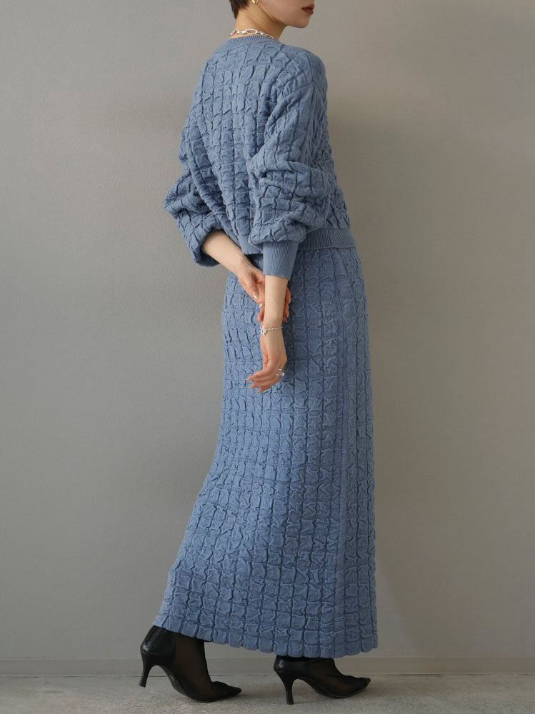 [Pre-order] Pokopoko Knit Skirt/Blue