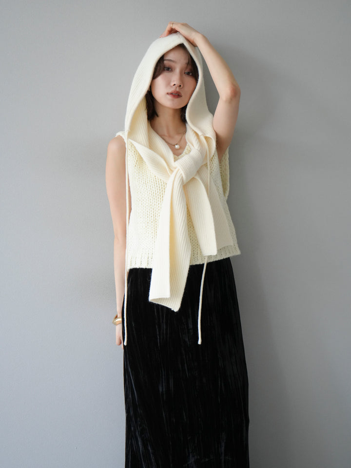 [予約]フードニットマフラー/アイボリー