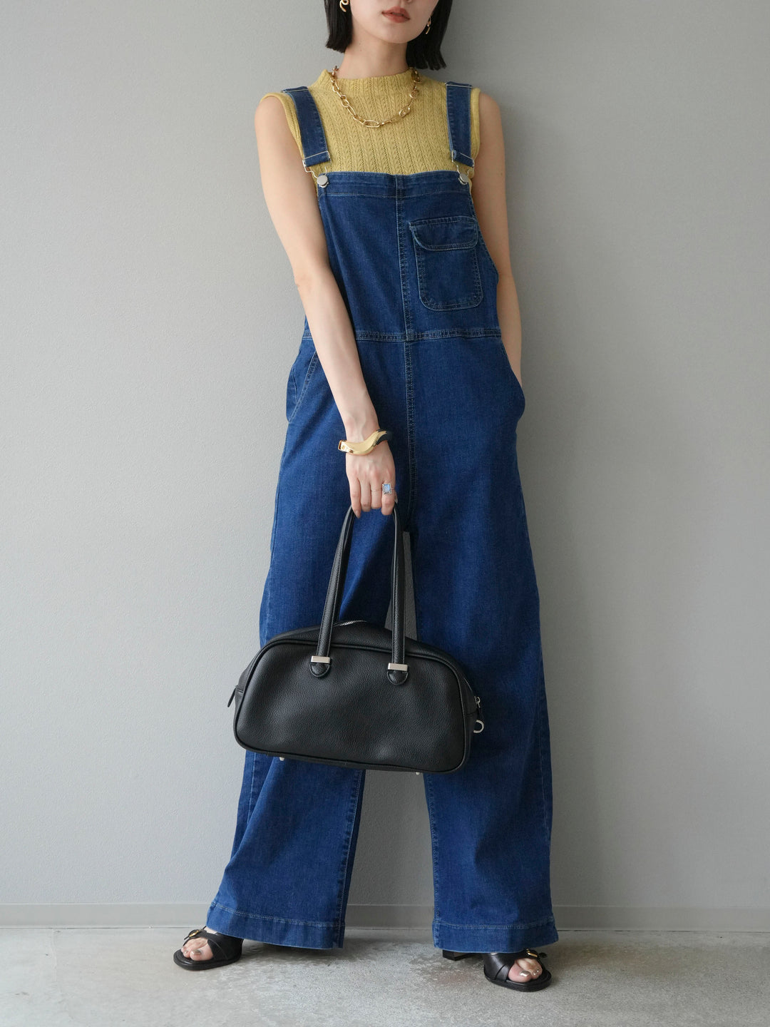 【預購】彈性牛仔寬褲/藍色