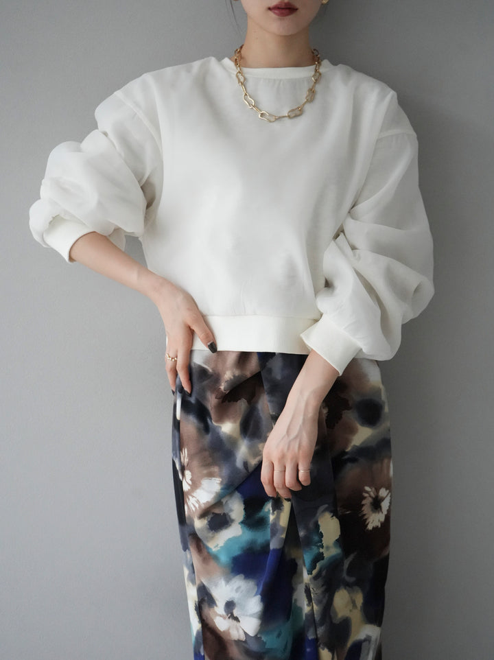 [予約]ラメシアーレイヤード裏毛クロップドプルオーバー/オートミール