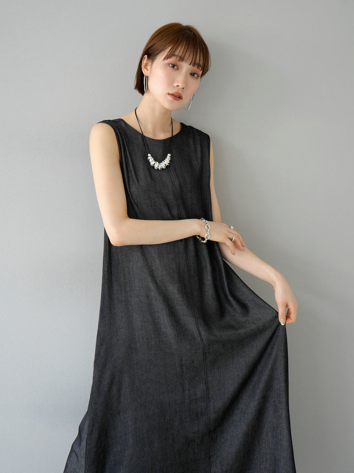 [Pre-order] Tencel Denim A-line Dress/Black