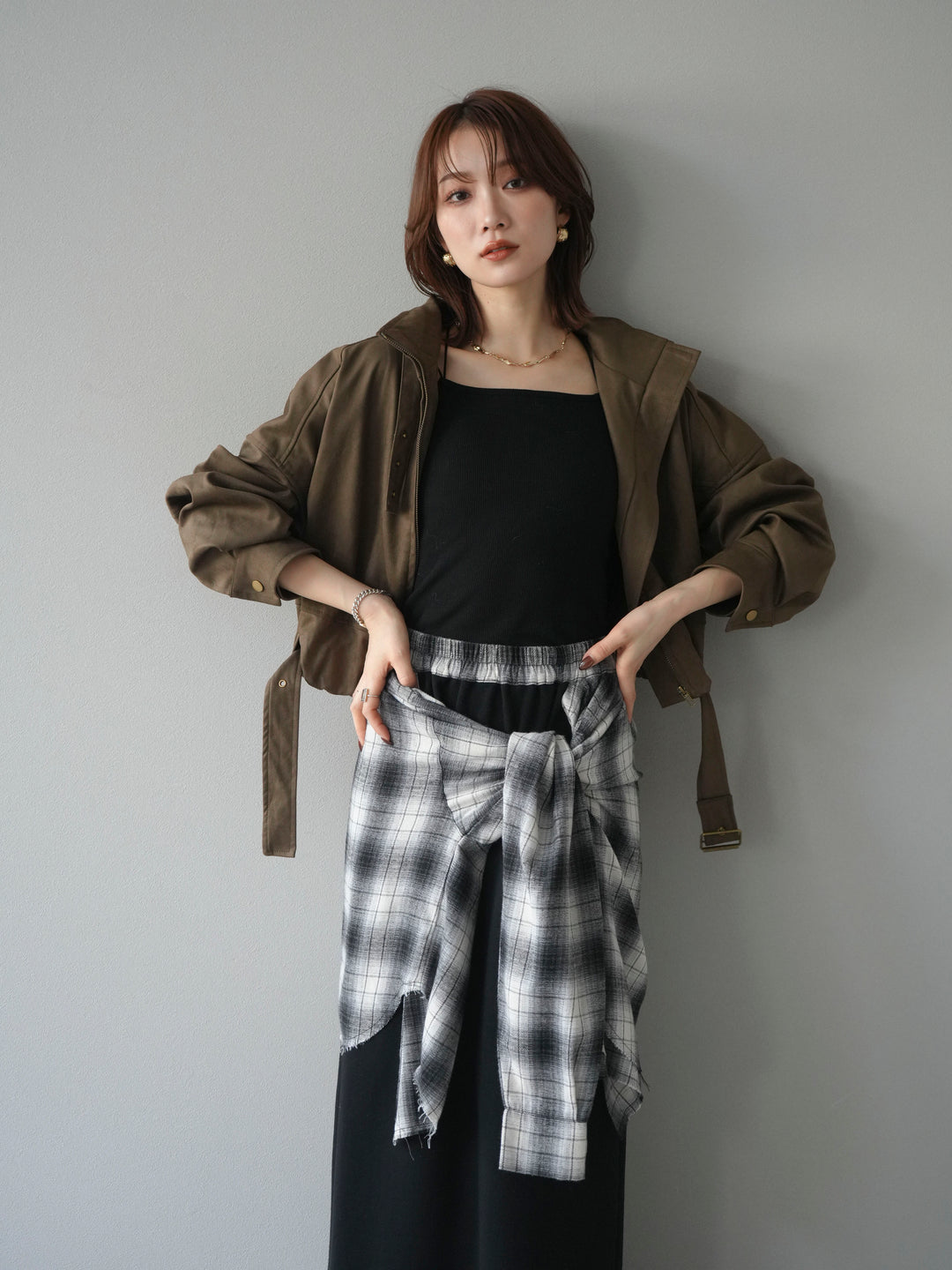 [予約]スエードバルーンショートブルゾン/khaki