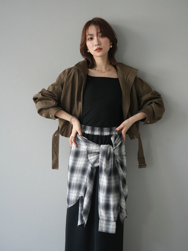 [予約]スエードバルーンショートブルゾン/khaki