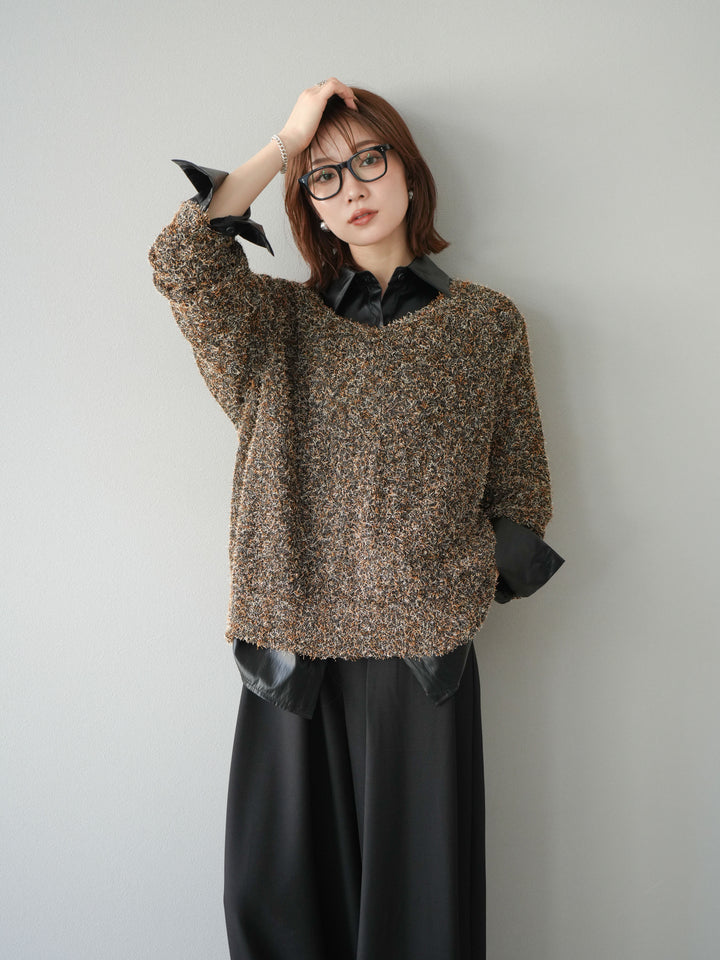 [予約]フェイクレザーシャツ/ブラック