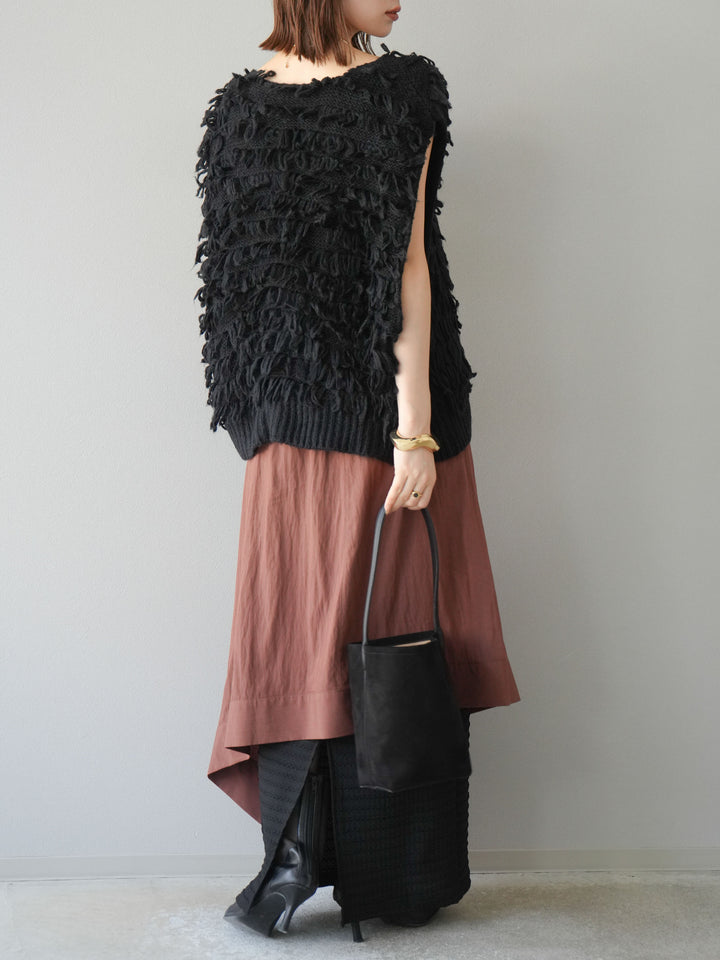 [予約]アシンメトリーレイヤードスカート/ブラウン