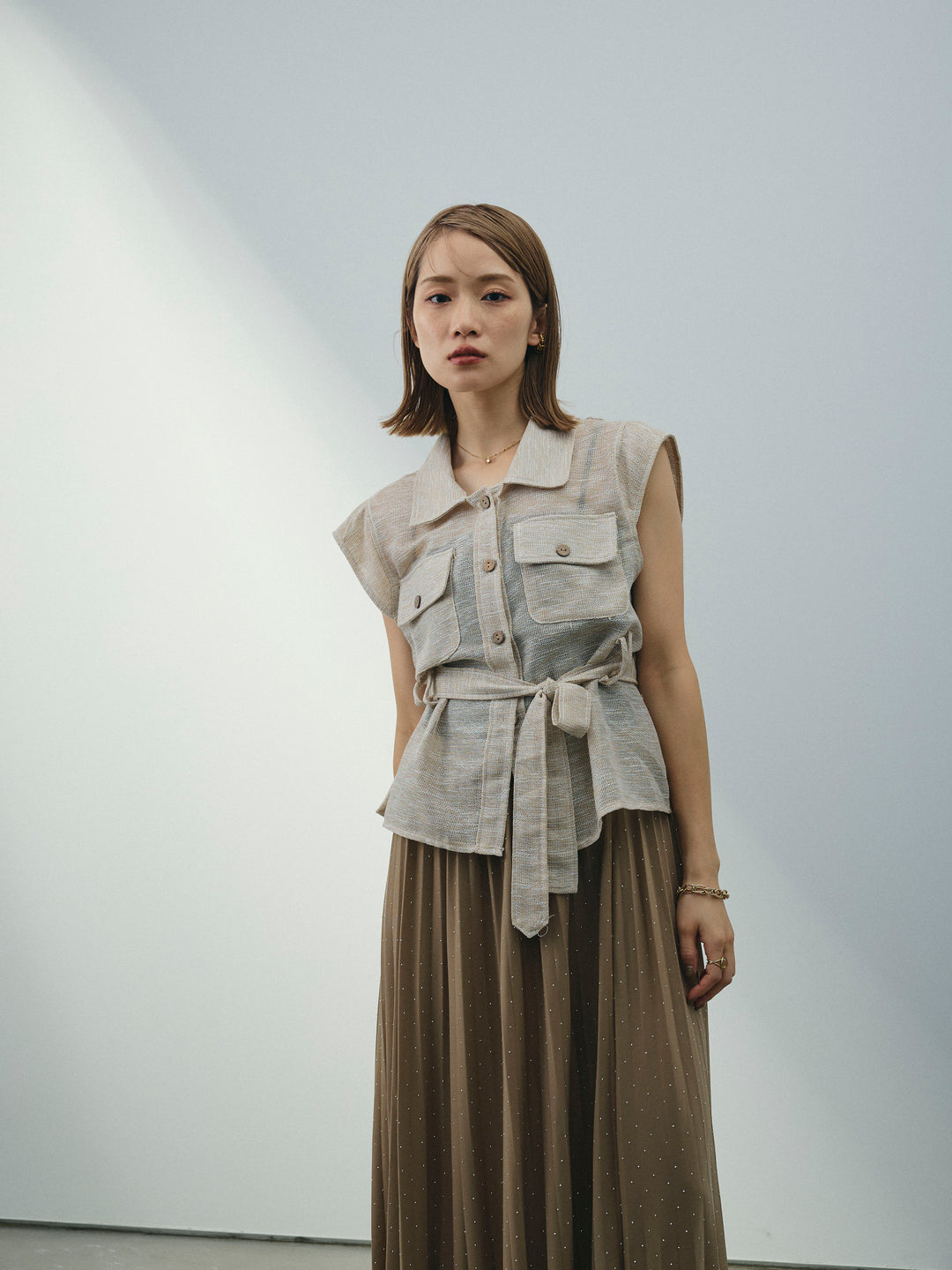 [SET]ミックスヤーンメッシュブラウス+ミックスヤーンメッシュブラウス(2set)