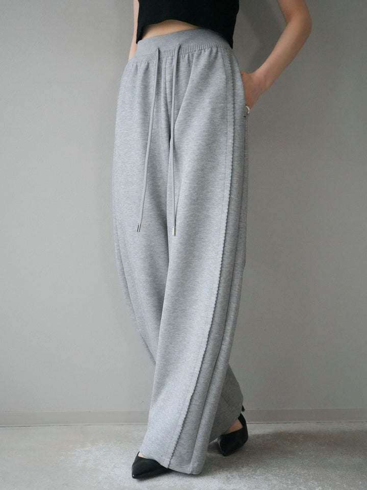 [予約]ステッチデザインウエストリブニットスエットパンツ/lightgray