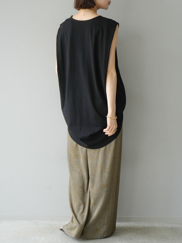 [Pre-order] Sleeveless long T-shirt/Black