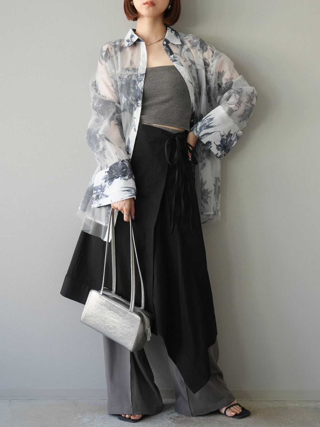 [予約]アシンメトリーレイヤードスカート/ブラック