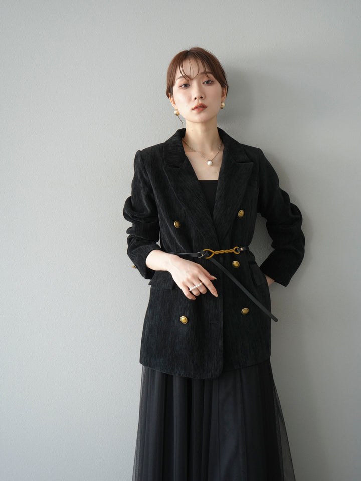[SET]ベロアダブルジャケット+チュールボリュームスカート(2set)