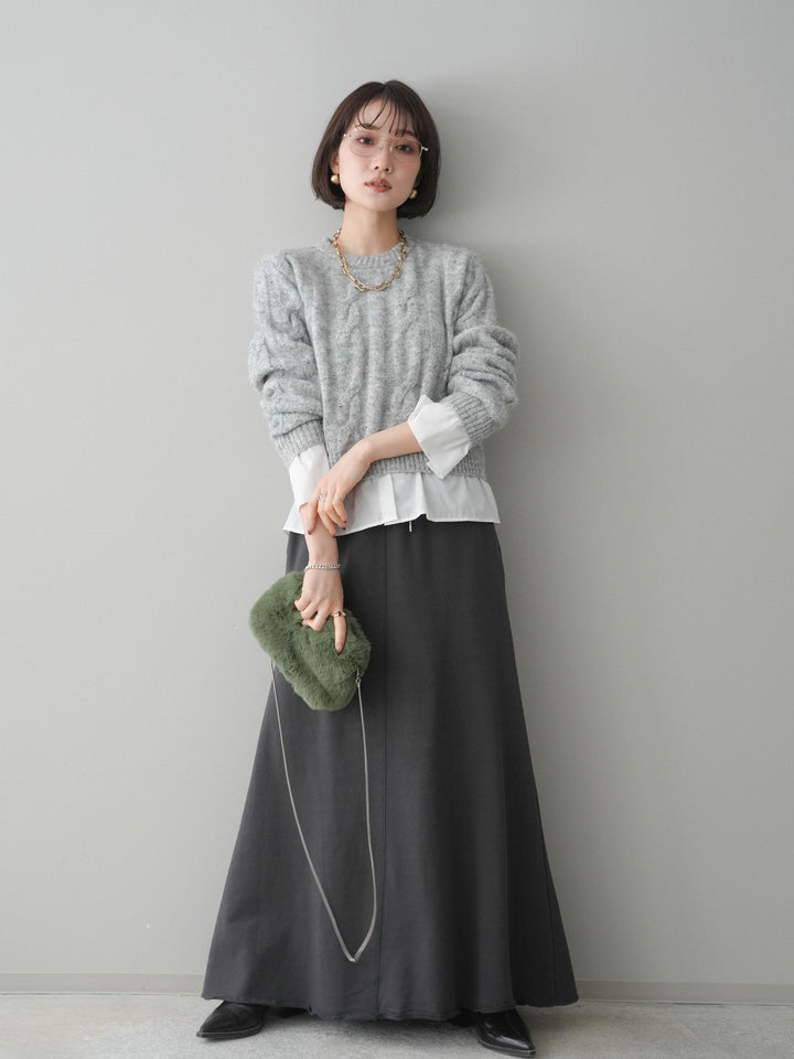 [SET]スウェットフレアロングスカート+スウェットフレアロングスカート(2set)
