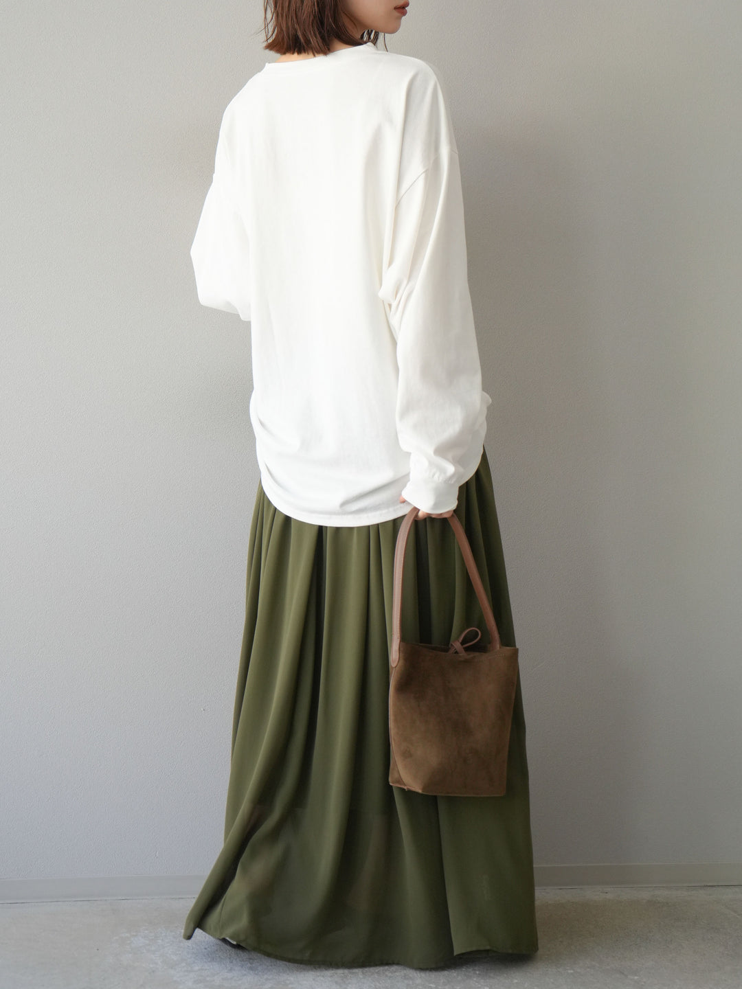 [予約]シフォンフレアスカート/カーキ