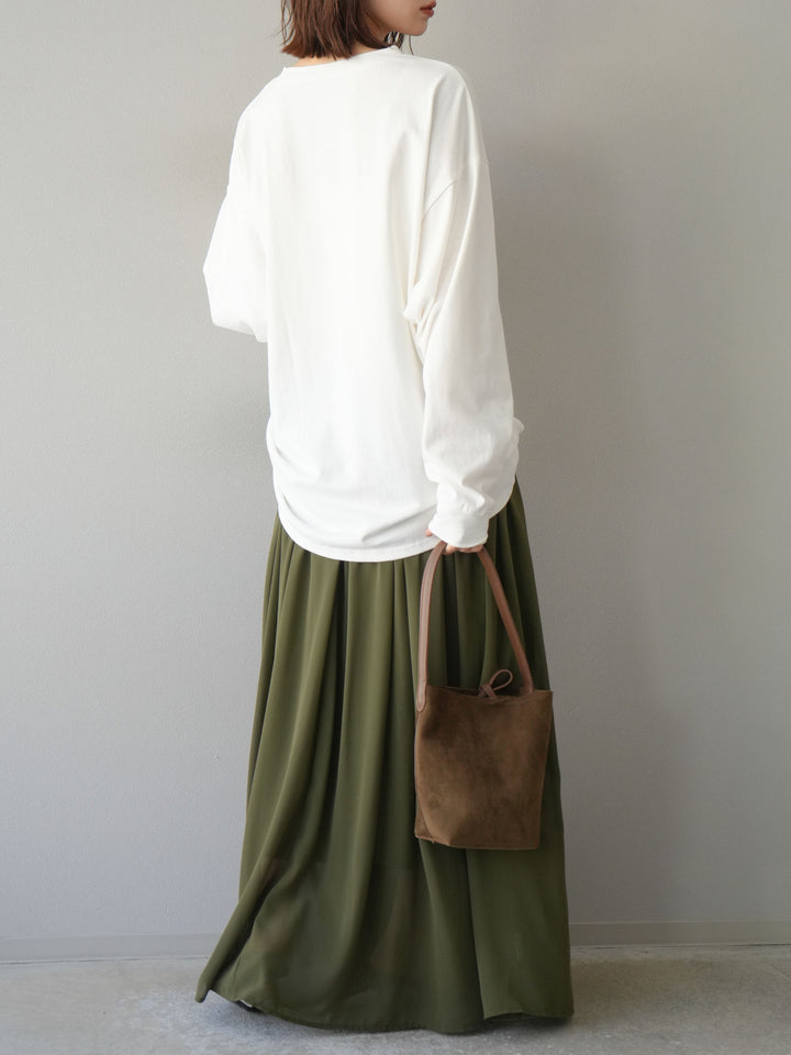 [予約]シフォンフレアスカート/カーキ