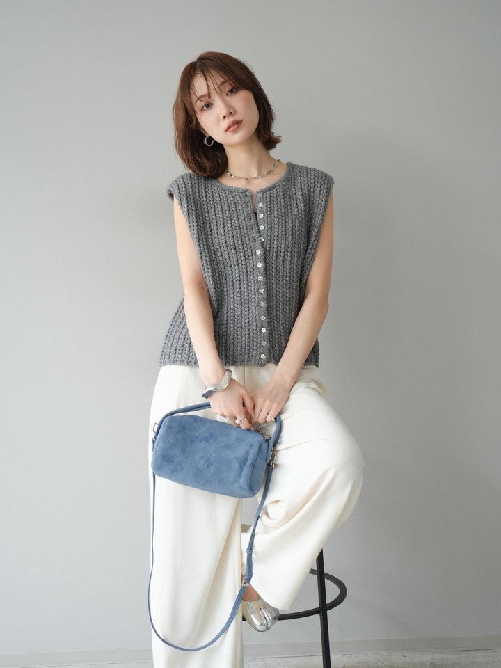 [予約]ランダムボタンニットベスト/チャコール