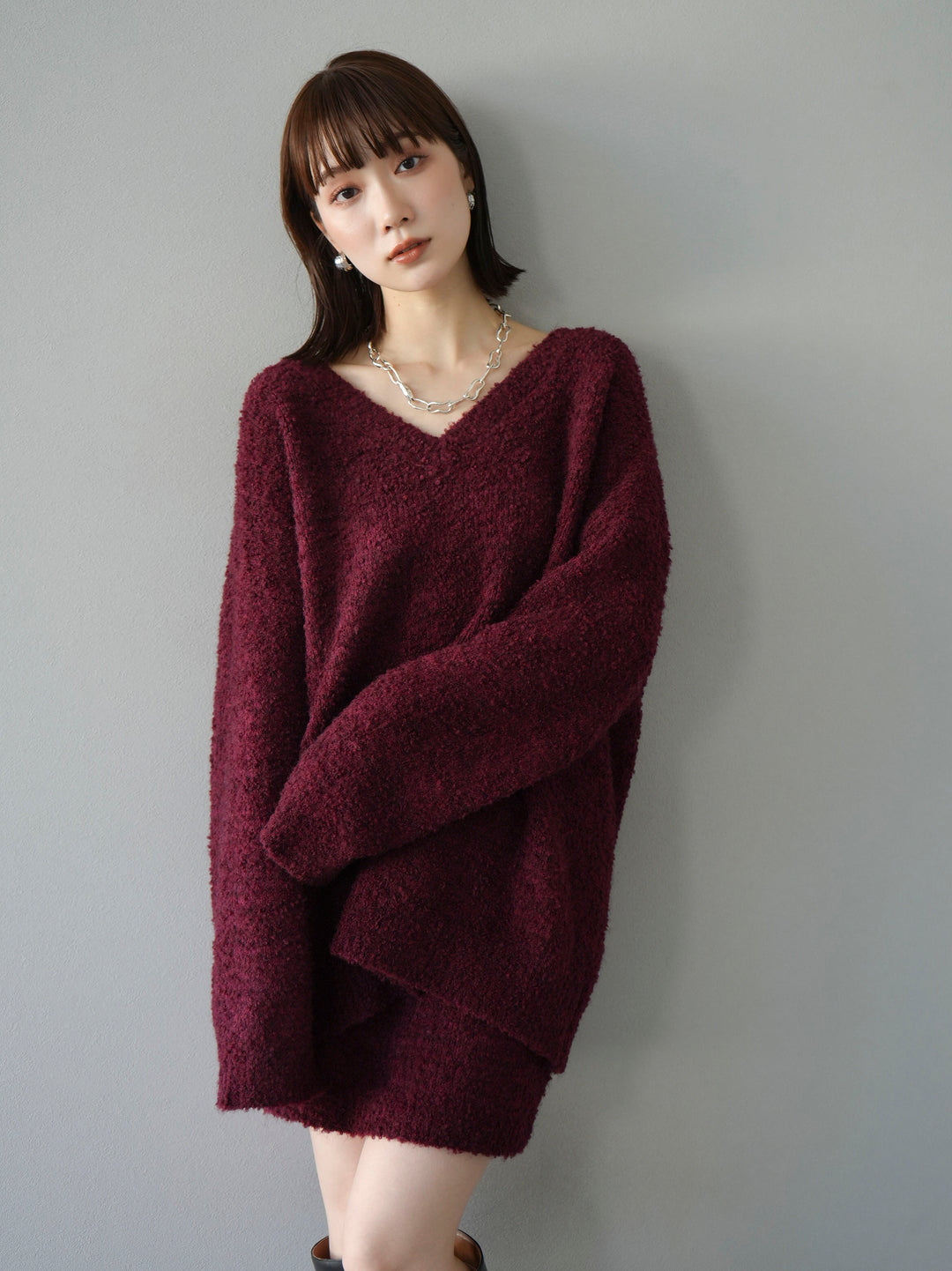 [SET] 橢圓針織衫 & 迷你裙 SET UP