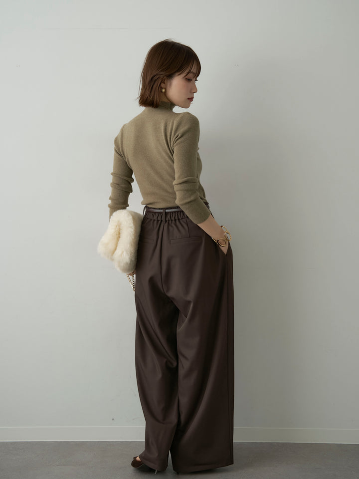 [予約]リブモックネックニットトップス/khaki