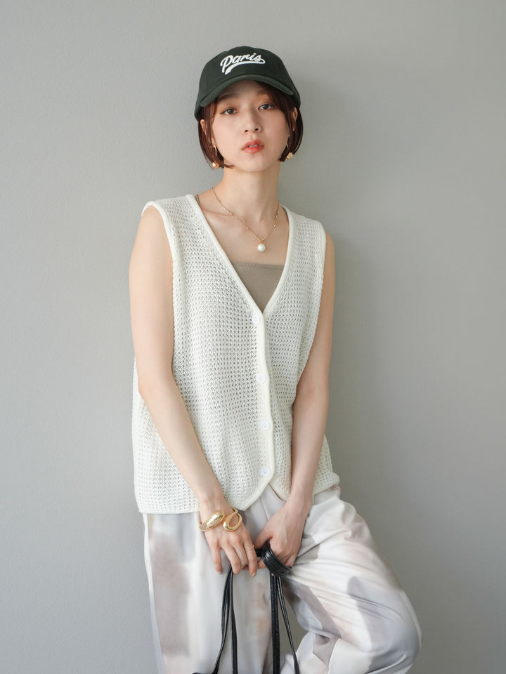 【預購】華夫格針織背心/象牙白
