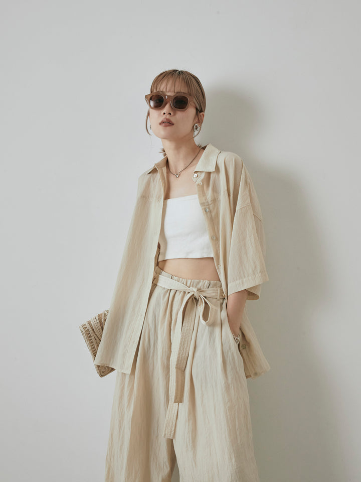 【預購】2WAY尼龍墊圈半身襯衫/奶油色