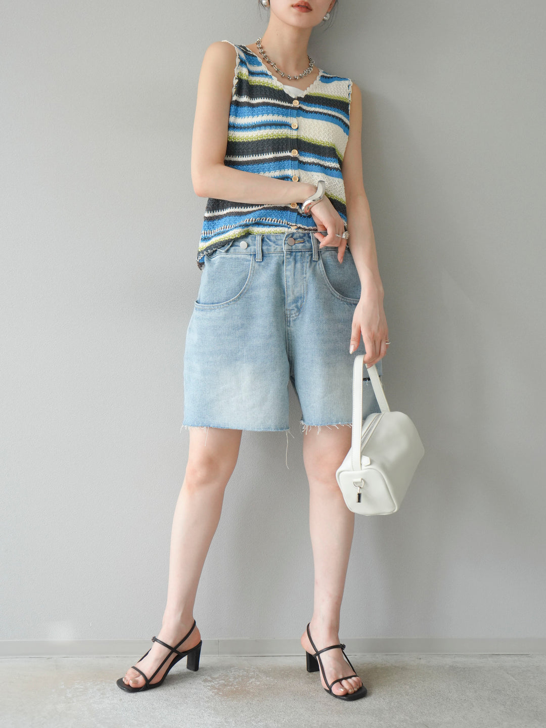 【預購】寬鬆半身牛仔褲/淺藍