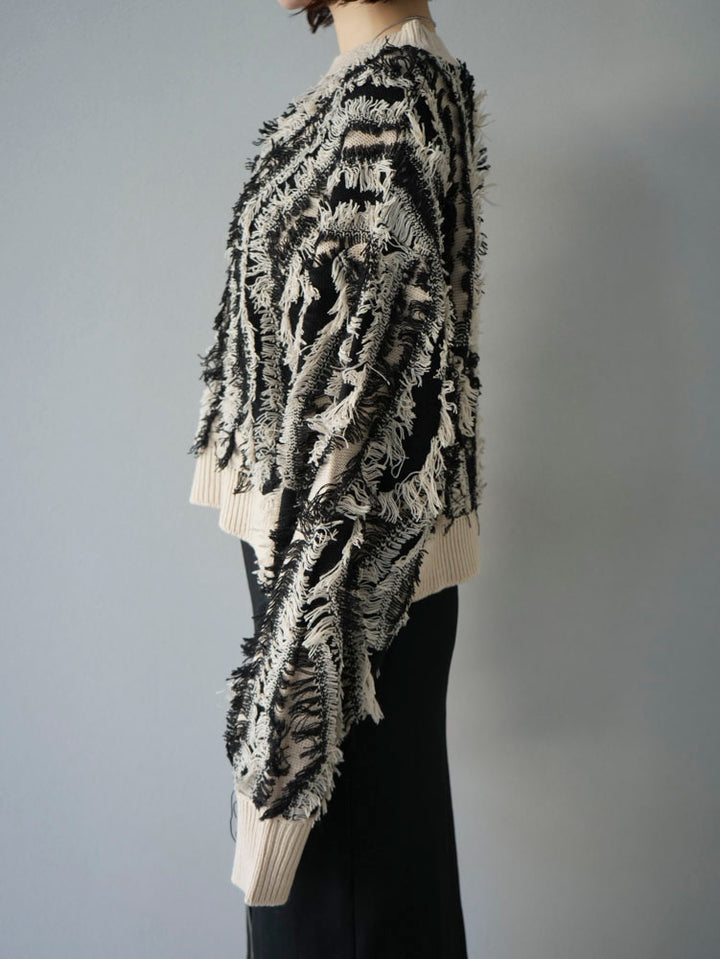 [Pre-order] Fringe design knit pullover/mix