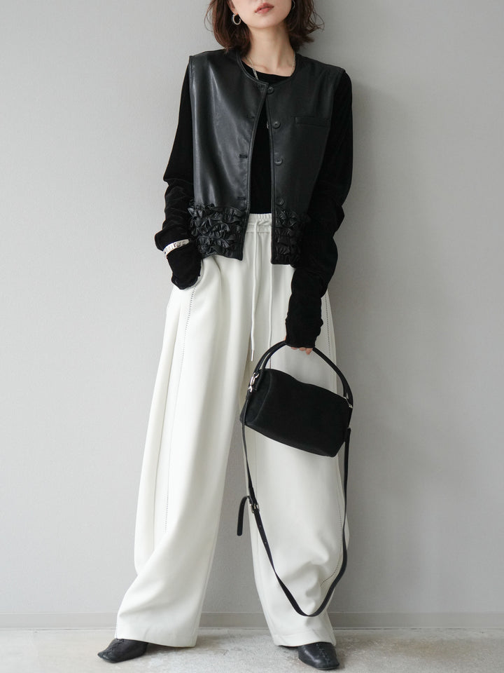 [予約]ハンドステッチ風スウェットパンツ/アイボリー