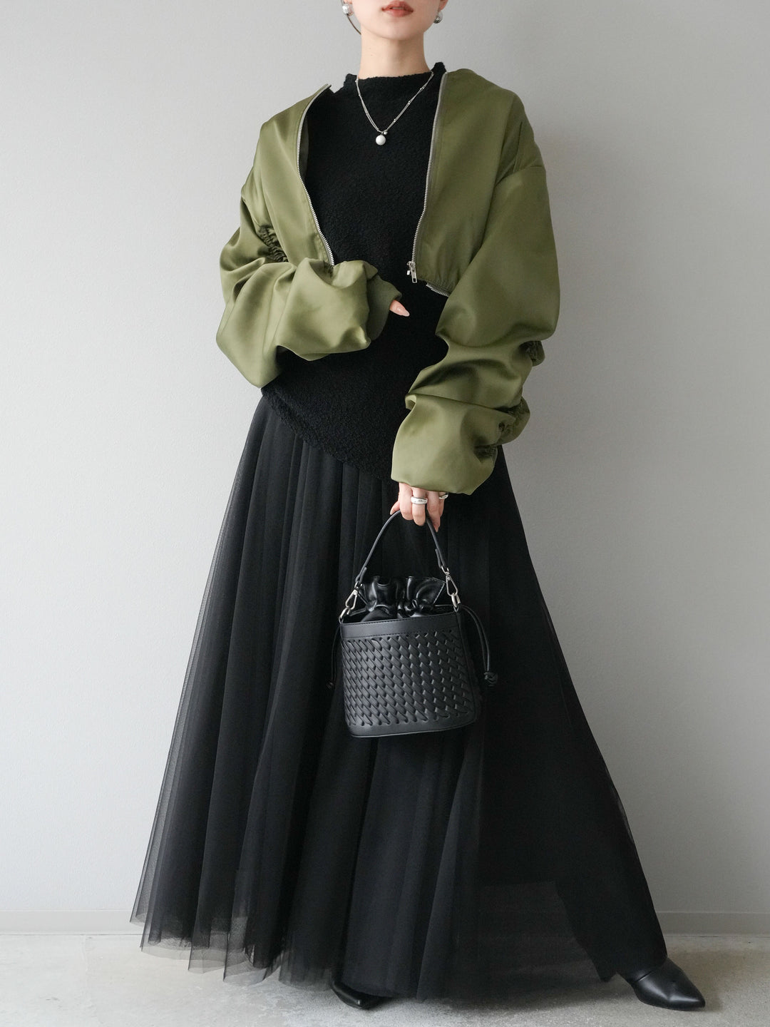 [予約]チュールボリュームスカート/ブラック
