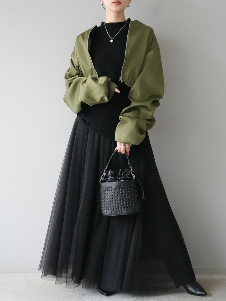 [予約]チュールボリュームスカート/ブラック