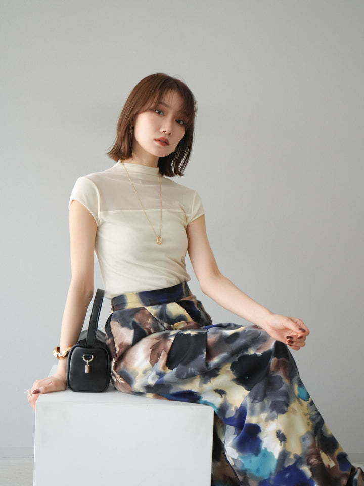 [預訂] 透視彈性上衣/象牙白