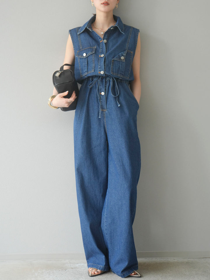 【預購】口袋設計牛仔連身衣/藍色