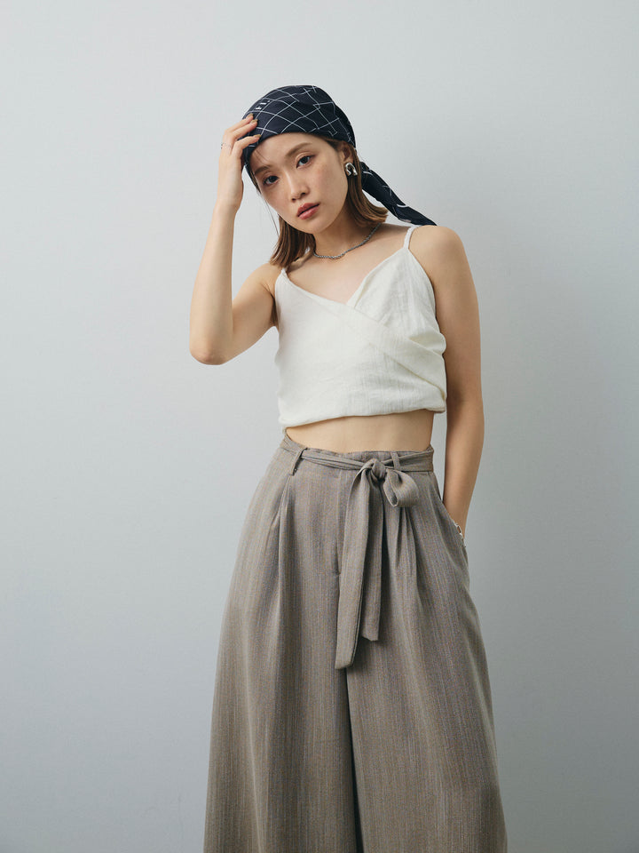 [予約]リネンライクカシュクールデザインビスチェ/ホワイト