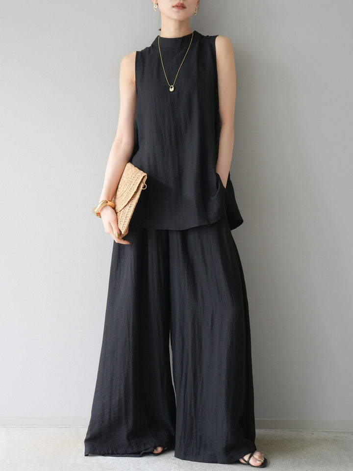 [SET]ホルターネックバックスリットブラウス＆スーパーワイドパンツSET UP(2set)