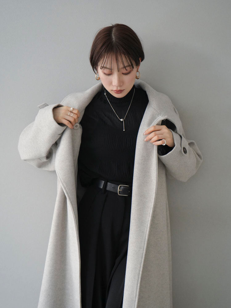 [Pre-order] Faux wool stand-up collar coat/oatmeal