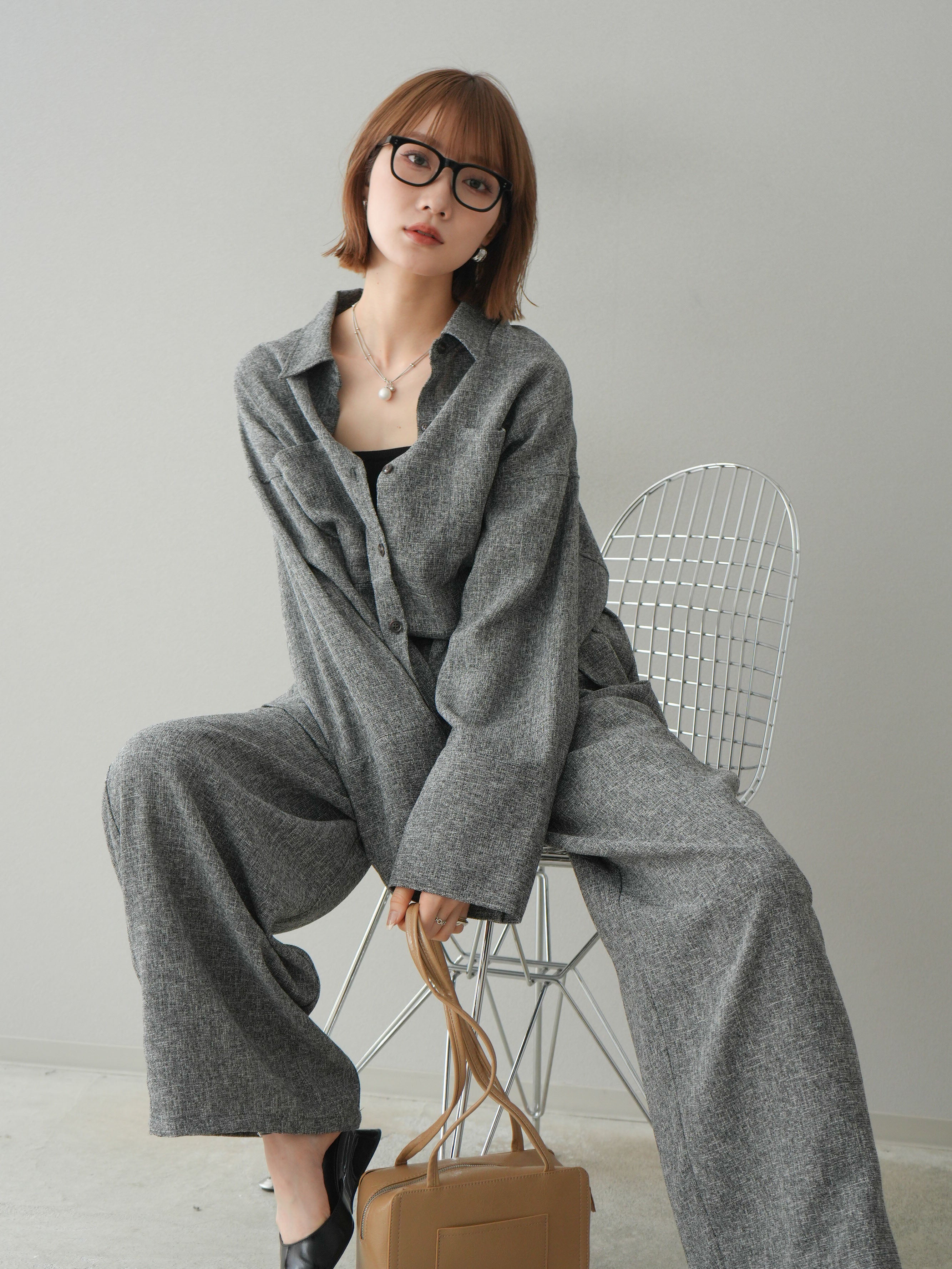 予約]サマーツイードビッグカフスオーバーシャツ/グレー – Lumier