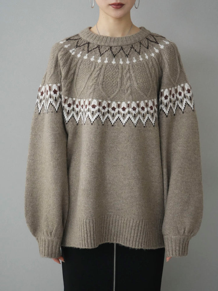 [Pre-order] Folklore over knit pullover/greige