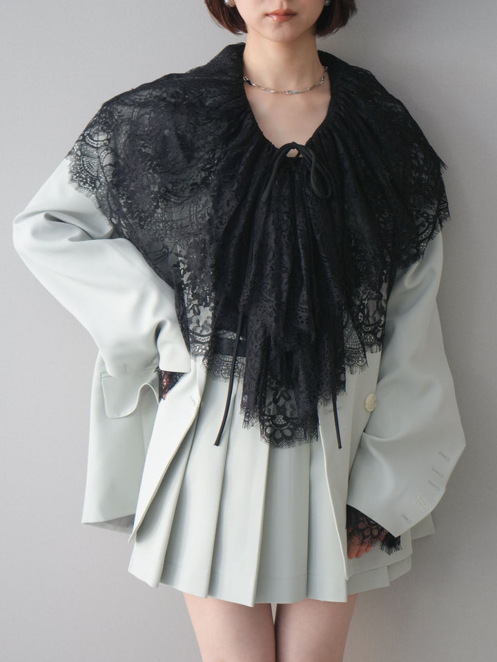 [SET]オーバージャケット＆キュロットSETUP+ビックカラーラッフルレーストップス(2set)