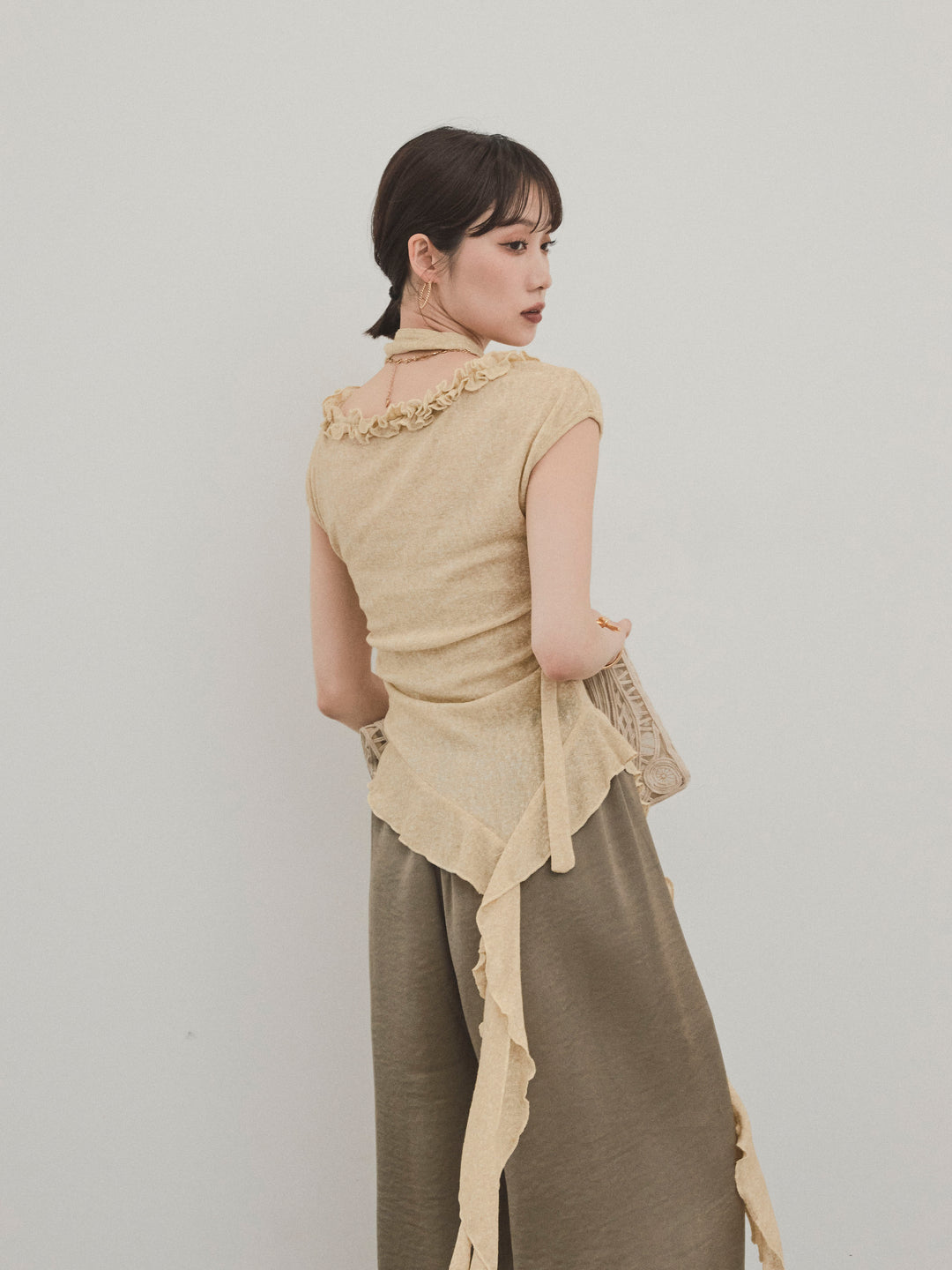 [SET]ラッフルシアーニットタンクトップ+ラッフルシアーニットタンクトップ(2set)