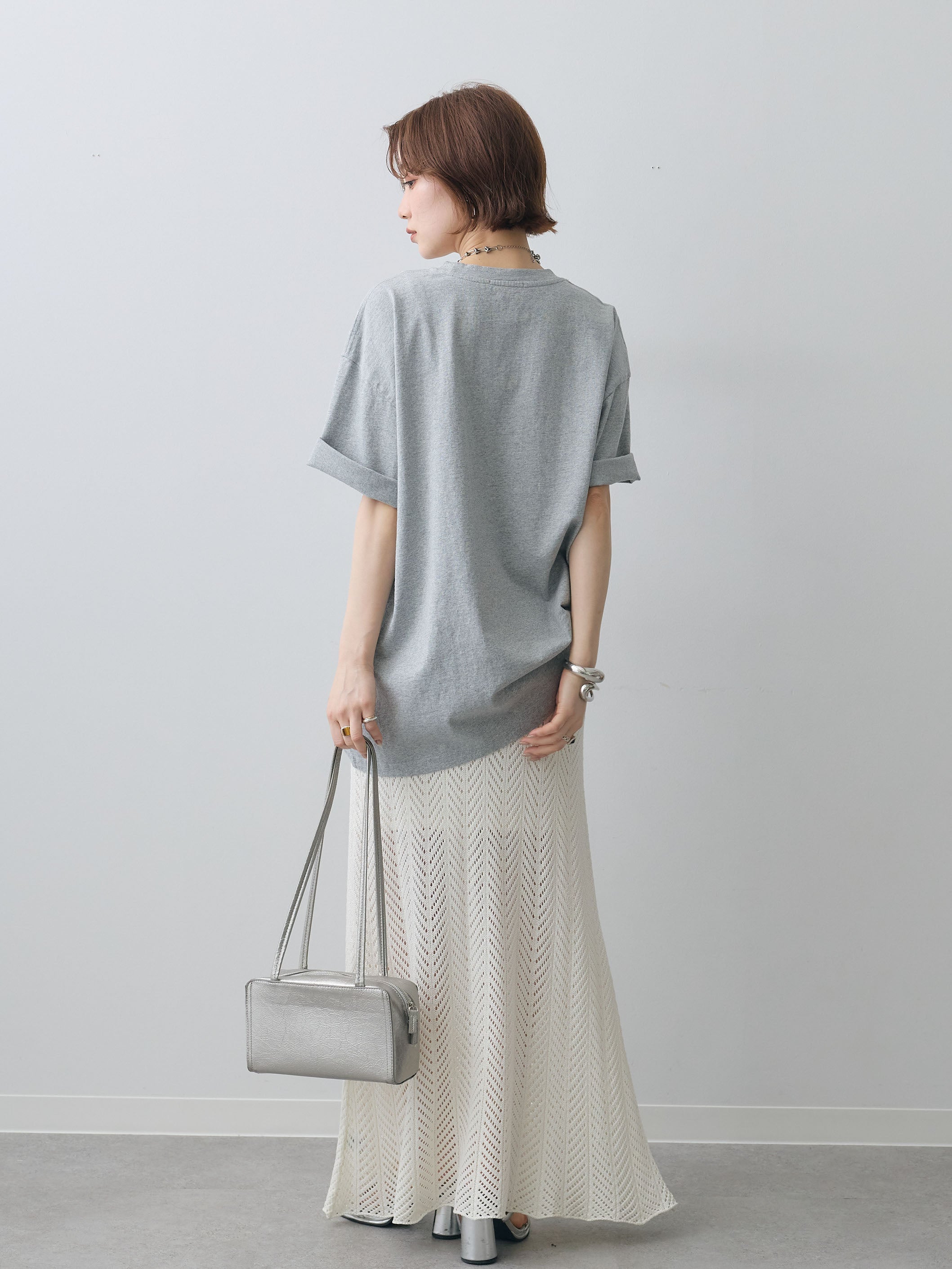 SET]スリードッグフォトボックスTEE+クロシェシアーセミフレアスカート