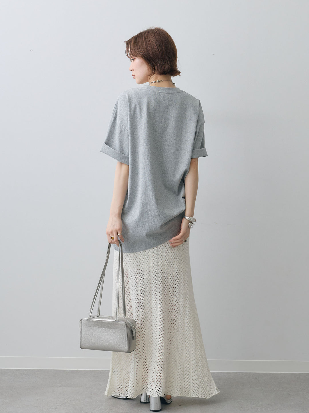 [SET]スリードッグフォトボックスTEE+クロシェシアーセミフレアスカート(2set)