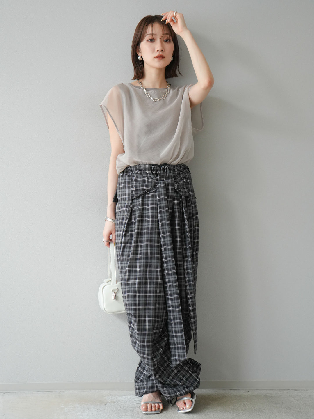 [予約]シアーレイヤードトップス/アイスグレージュ