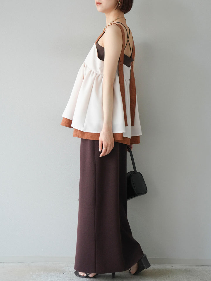 [予約]レーヨンポリIラインニットスカート/ブラウン