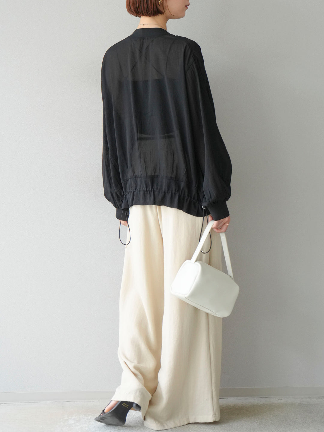 【預購】繩紋設計腰帶亞麻觸感寬褲/米色