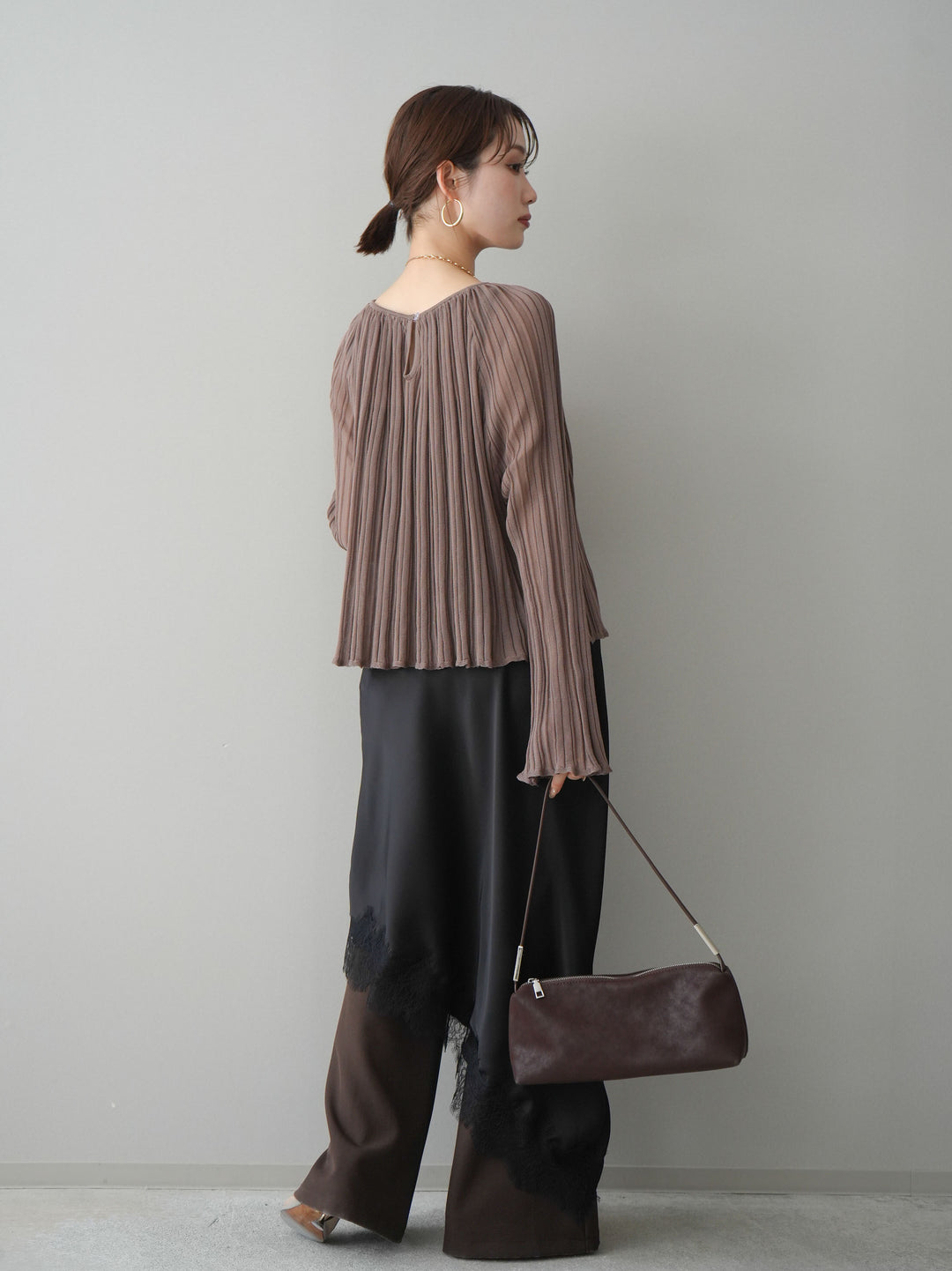 [SET]サテンライクアシメレーススカート+サテンライクアシメレーススカート(2set)