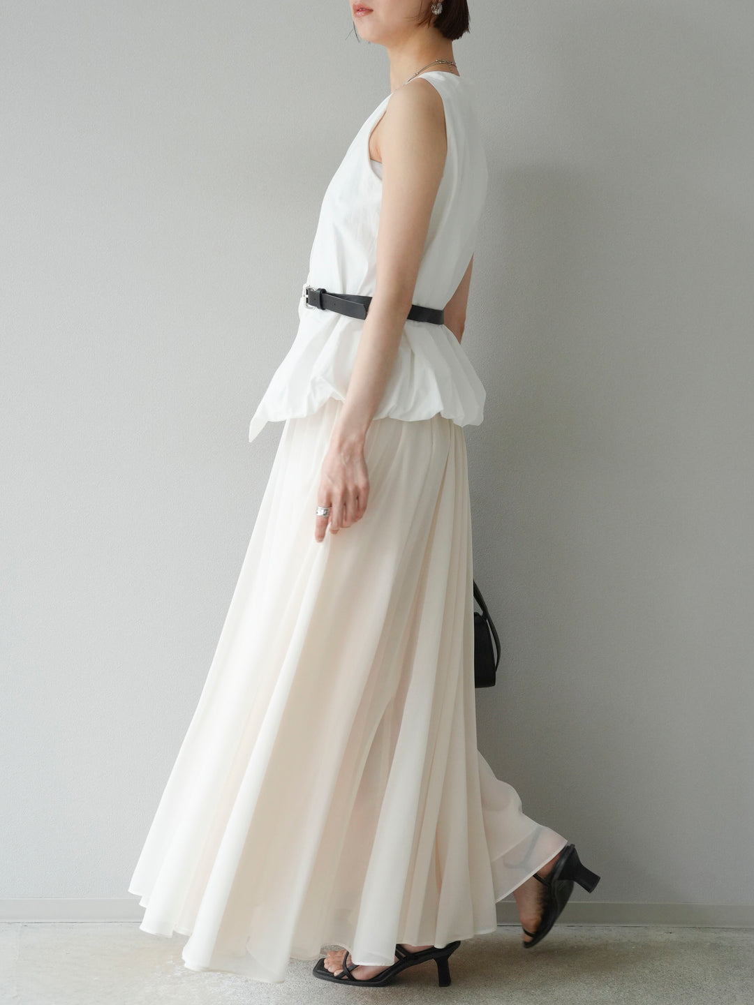 [予約]シフォンフレアスカート/アイボリー