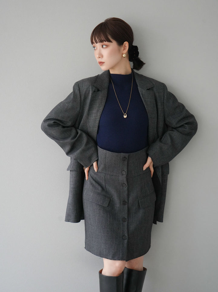 [予約]カットオフダブルブレストジャケット/ブラック