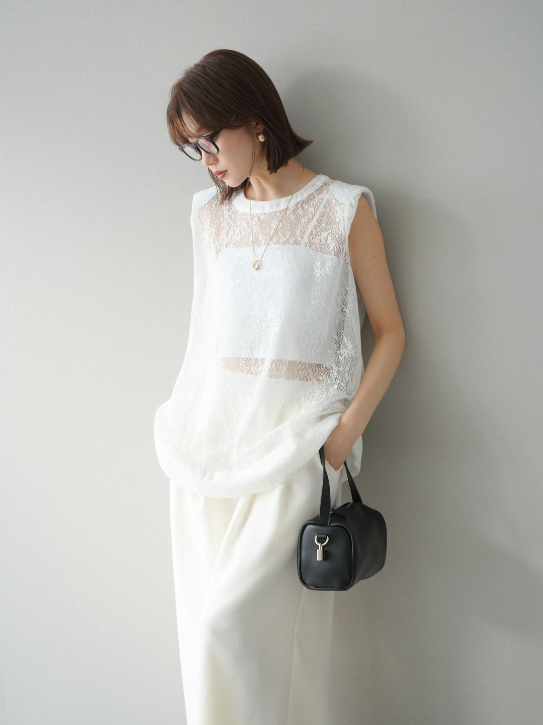 [予約]シャイニーレースプルオーバー/オフホワイト