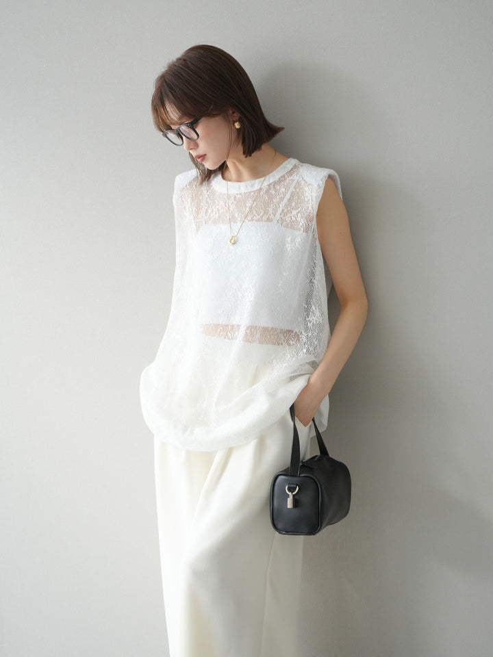 [予約]シャイニーレースプルオーバー/オフホワイト