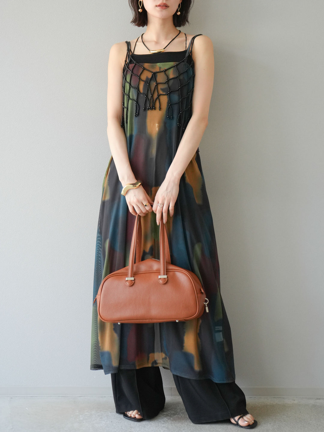 [予約]ビーズビスチェ/チャコール