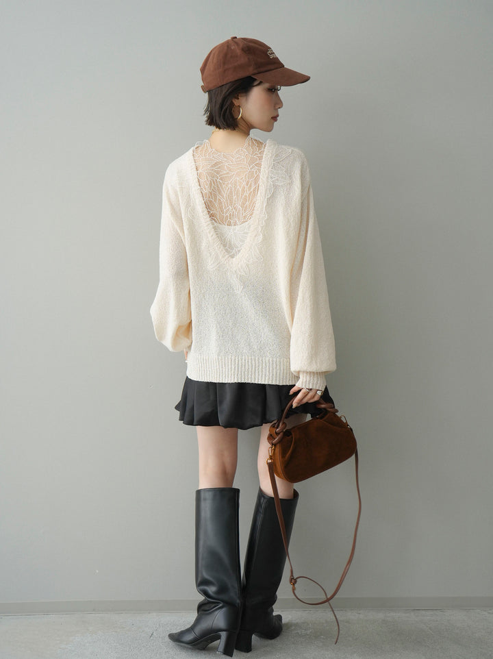 [予約]サテンバルーンミニスカート/black